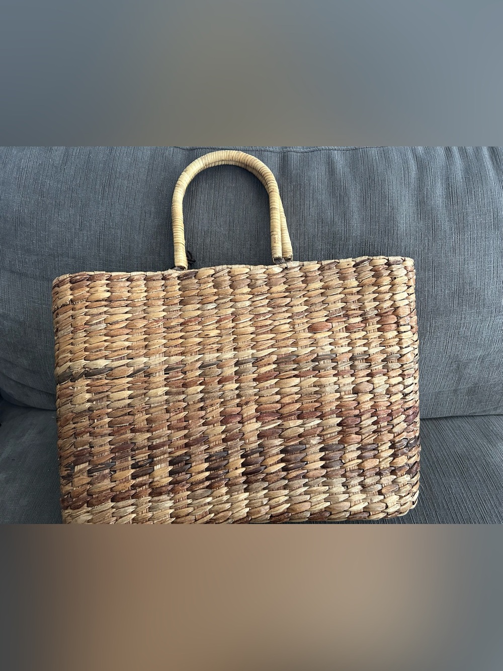 Esprit de Corp Vintage 80s Floral Embroidered Straw Woven Boho Market Tote Bag - Picture 2 of 10